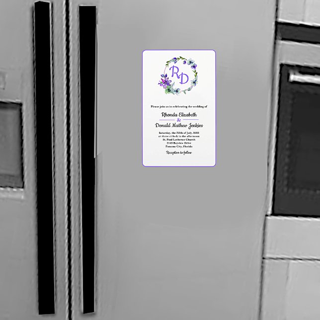 Ímã Bonito Floral Wreath Monogrammed Convite para Casa (Criador carregado)