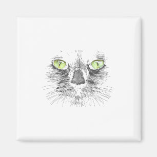 Imã Bonito Gato Negro Face Olhos Verdes Grandes Legal