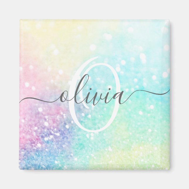 Imã Bonito Glitter Holographic Iridescente Girly (Frente)