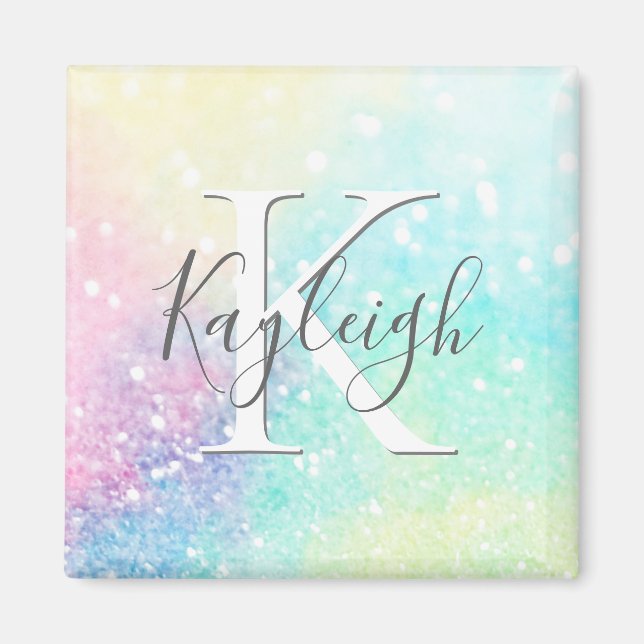 Imã Bonito Glitter Holographic Iridescente Girly (Frente)