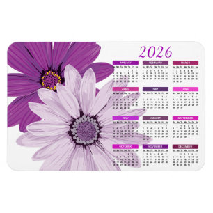 Ímã Bonito margaridas roxas  Calendário Personalizado