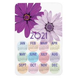 Ímã Bonito margaridas roxas | Calendário Personalizado