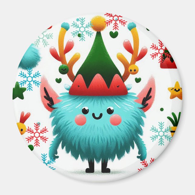Imã Bonito monstro de Natal fofo (Frente)