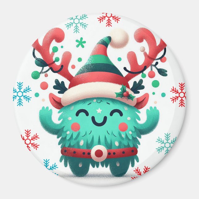Imã Bonito monstro de Natal fofo (Frente)