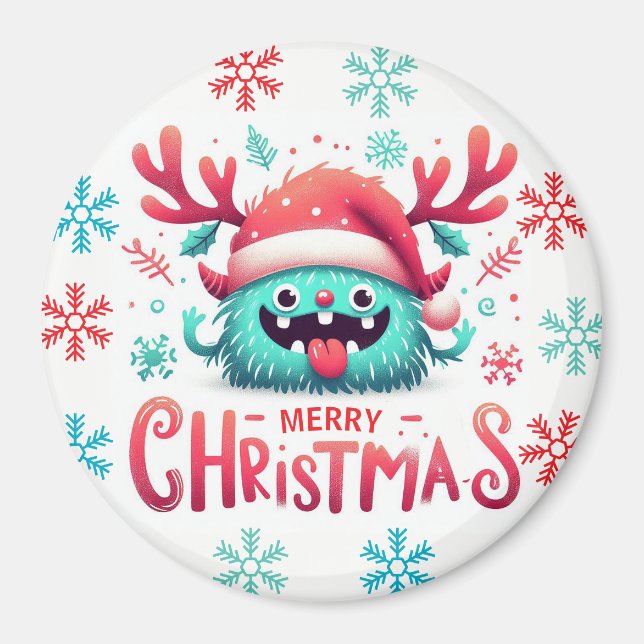 Imã Bonito monstro de Natal fofo (Frente)