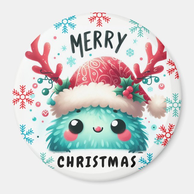 Imã Bonito monstro de Natal fofo (Frente)