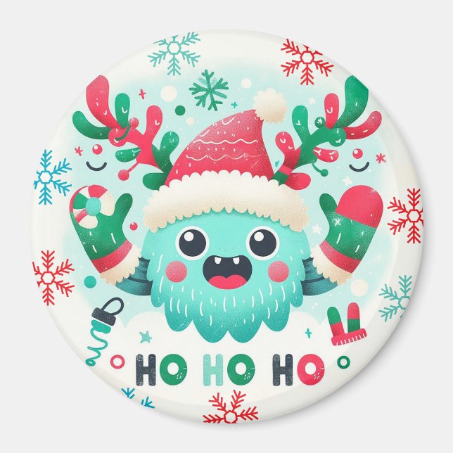 Imã Bonito monstro de Natal fofo (Frente)