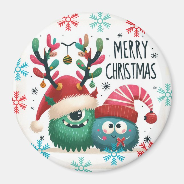 Imã Bonito monstro de Natal fofo (Frente)