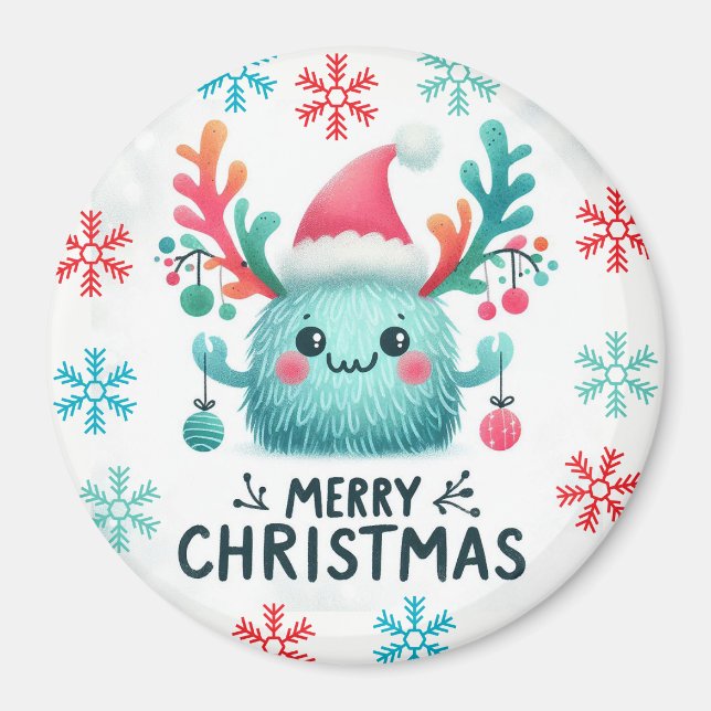 Imã Bonito monstro de Natal fofo (Frente)