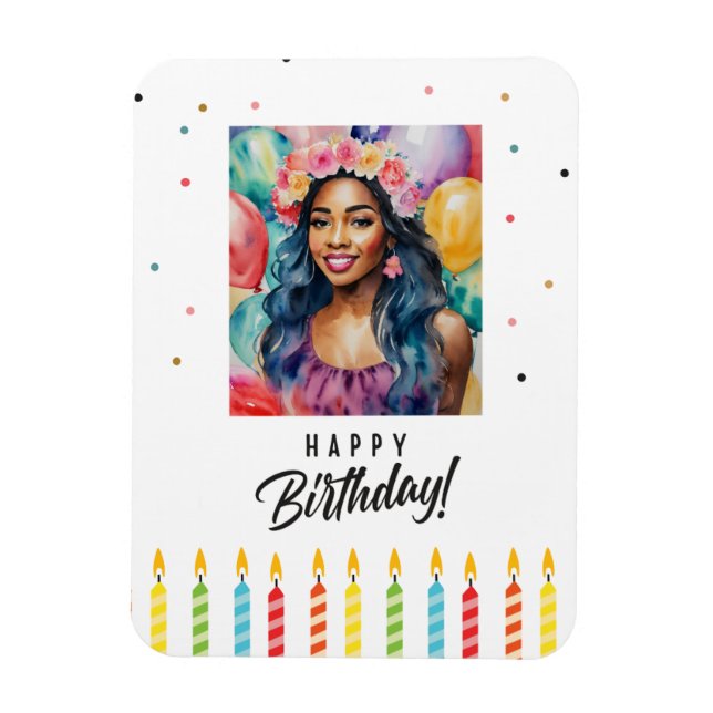 Ímã Bonito Negra Feliz Aniversário Multicolor (Vertical)