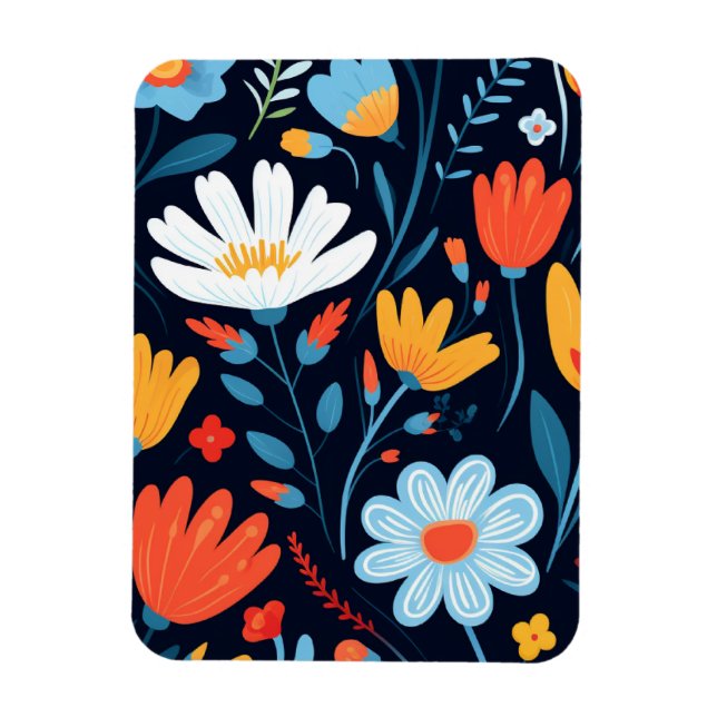 Ímã Bonito Padrão Floral Preto Feminino (Vertical)