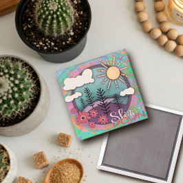 Imã Bonito Pastel Sunset Slow Down Quote Inspirividade