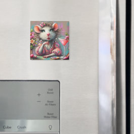 Imã Bonito Rat Lady Tendo um Martini Contemplando