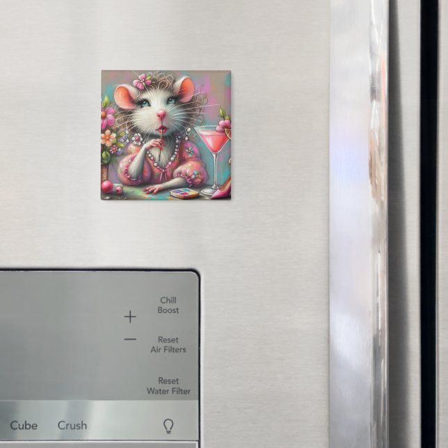 Imã Bonito Rat Lady Tendo um Martini Contemplando (In Situ (Fridge))