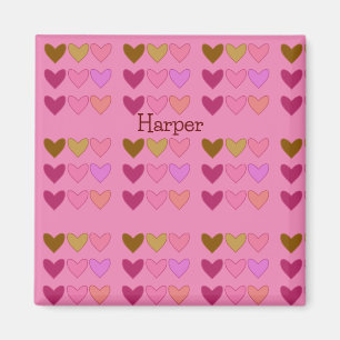 Imã Bonito Rosa Bonito Com Meninas Coloridas Do Coraçã