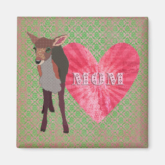 Imã Bonito Rosa Fawn Elegante Damasco Mãe Magnet