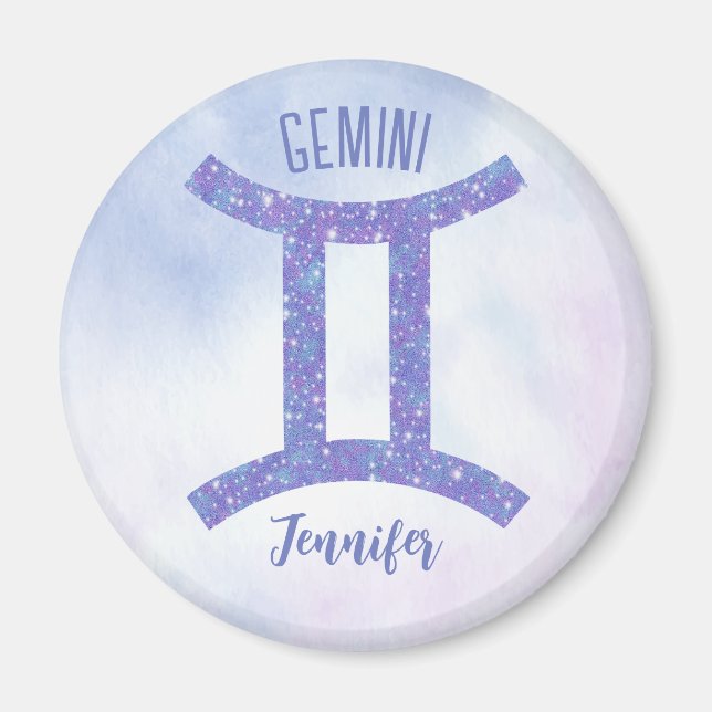 Imã Bonito Símbolo de Astrologia Gemini Roxo Personali (Frente)