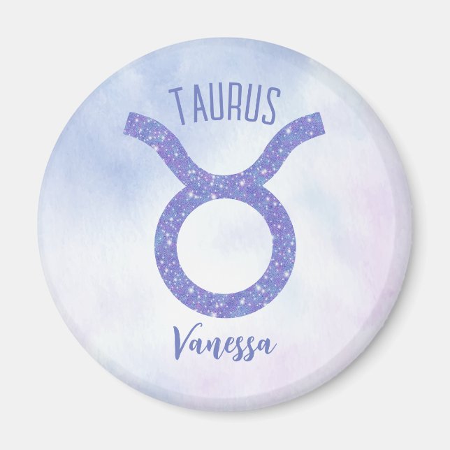 Imã Bonito símbolo de astrologia Taurus, roxo personal (Frente)