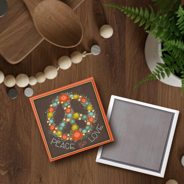 Imã Bonito Sinal Floral de Paz Inspirivência do Amor (Criador carregado)
