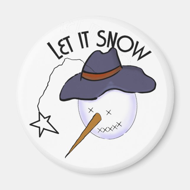 Imã Bonito Snowman Primitivo de Natal (Frente)