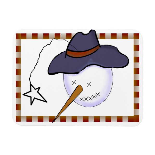 Ímã Bonito Snowman Primitivo de Natal (Horizontal)