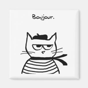 Imã Bonjour French Cat Funny