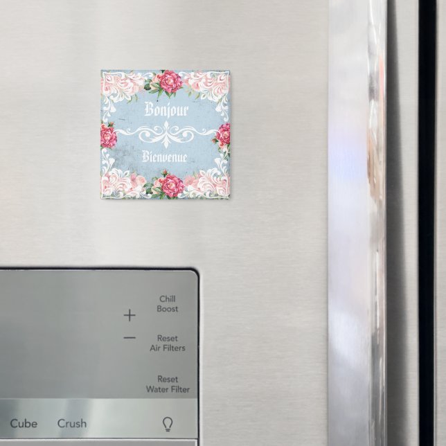 Imã Bonjour Linda romântica francês Texto personalizad (In Situ (Fridge))
