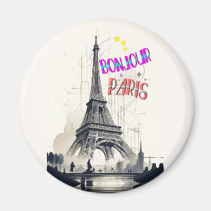 Imã Bonjour Paris Colorida