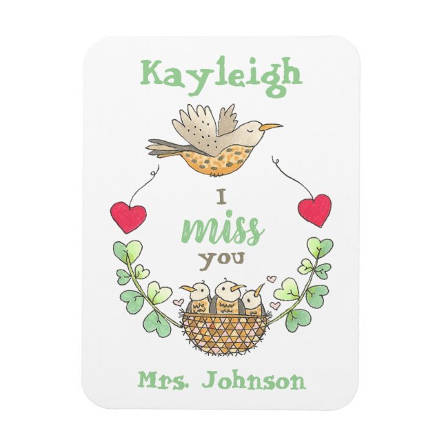 Ímã Bons Pássaros Eu Sinto Sua Falta, Professor (Vertical)