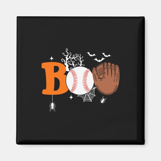 Imã Boo Baseball Halloween Spooky Halloween Baseball P (Frente)