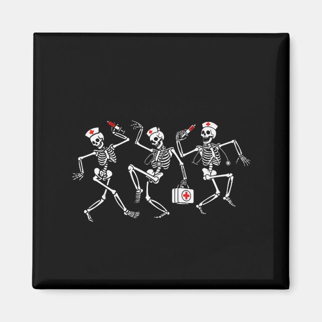 Imã Boo Boo Crew Funny Dancing Skeleton Nurse Squad Ha (Frente)