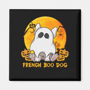 Imã Boo Bulldog com Pumpkin Spider e Lua