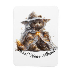 Ímã Boo! Cuidado! Urso de Pelúcia. Ursinho fantasma