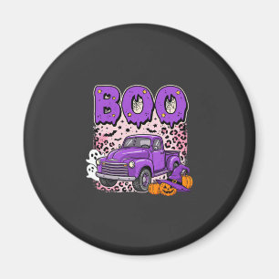 Imã Boo Halloween Caminhão Roxo Fantasma e Abóboras De