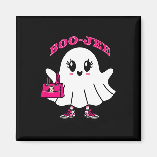 Imã Boo-jee Engraçado Fantasma Rosa Halloween (Frente)