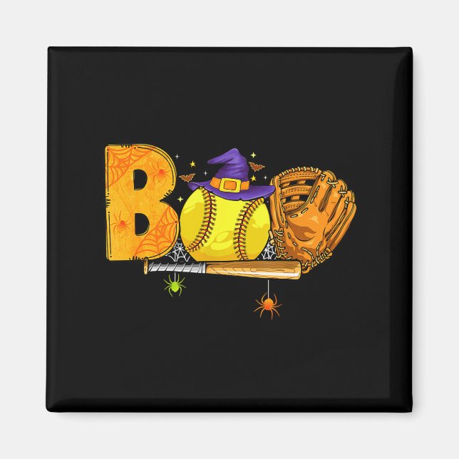 Imã Boo Softball Player Catcher Tcher Funny Halloween  (Frente)