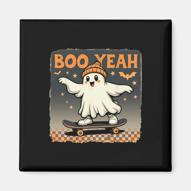 Imã Boo Yeah Halloween Divertido Assustador Fantasma S (Frente)