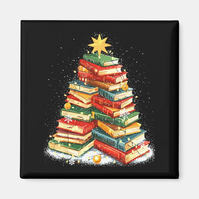 Imã Book Christmas Tree Reading  (Frente)