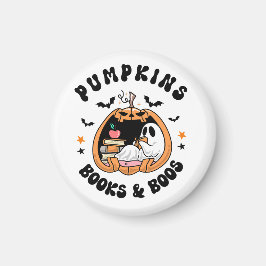 Imã Bookworm Cute Ghost Pumpkins Livros e Livros