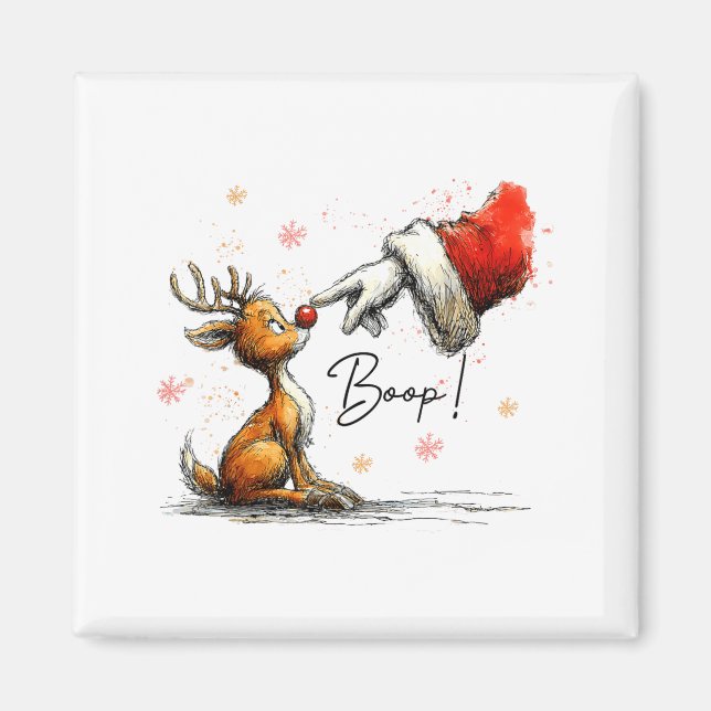 Imã Boop Funny Santa Farmer Reindeer Cute Christmas Ho (Frente)