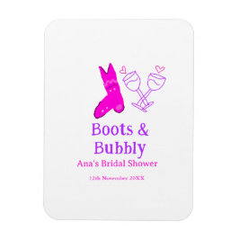 Ímã Boots & bubble champagne chá de panela rosa