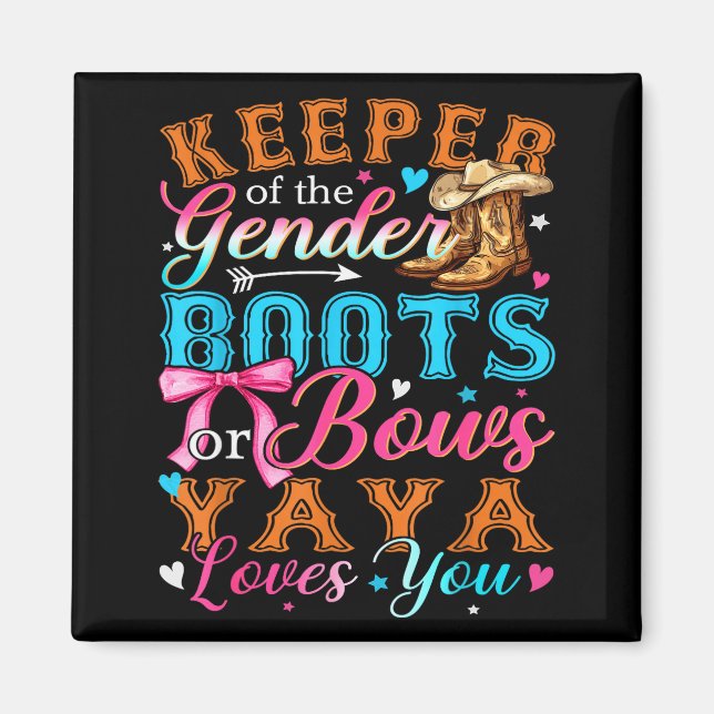 Imã Boots Or Bows Yaya Loves You Gender Reveal Family  (Frente)