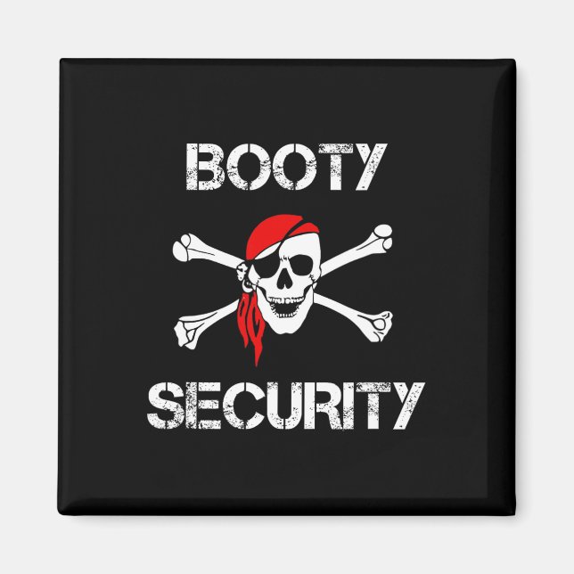 Imã Booty Security Funny Skull Pirate Apparel Caribbea (Frente)