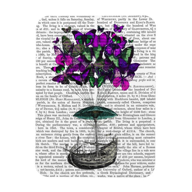 Ímã Borboleta 2 Roxo e Verde (Vertical)