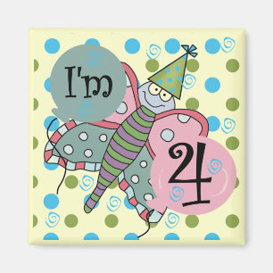 Imã Borboleta 4º Aniversário Camisetas e presentes