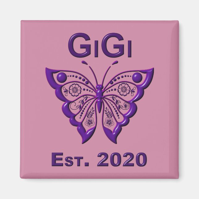 Imã Borboleta Adorável Gigi "Est 2020" (Frente)