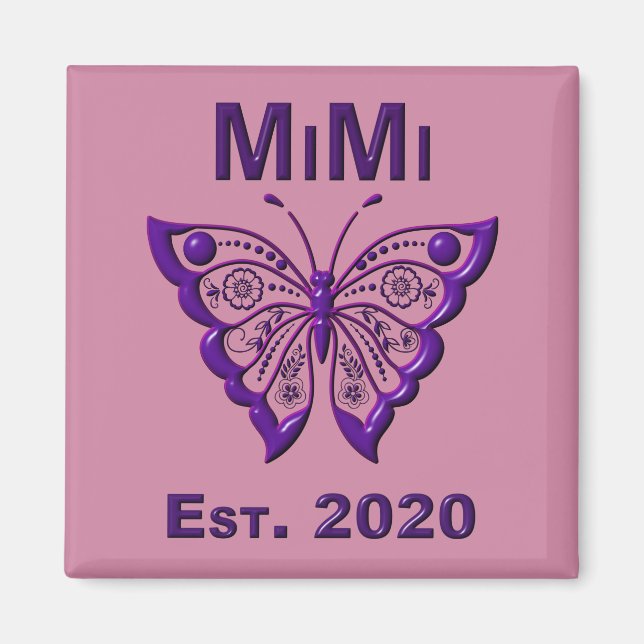Imã Borboleta Adorável Mimi "Est 2020" (Frente)