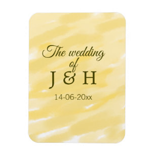 Ímã Borboleta amarelo pastel o casamento do casal nome