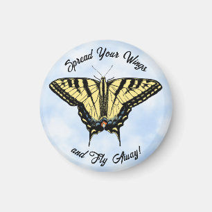 Imã Borboleta Amarelo Swallowtail Blue Sky Personaliza