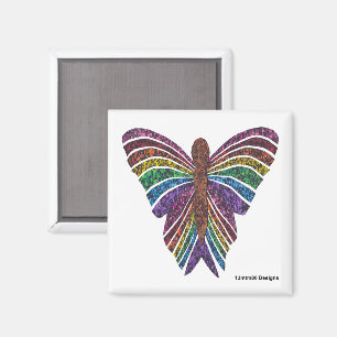 Imã Borboleta Arco-íris (branca) - ímã